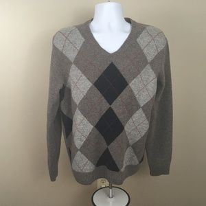 J Crew Men's Large Sweater Lambswooll Argyle